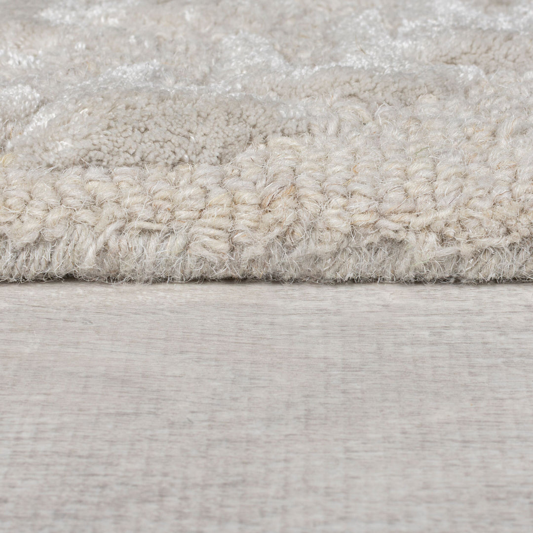 Teppich handgetuftet Wolle-Viskose-Mischung  - Florales Design mit seidigem Glanz_Rechteckig_