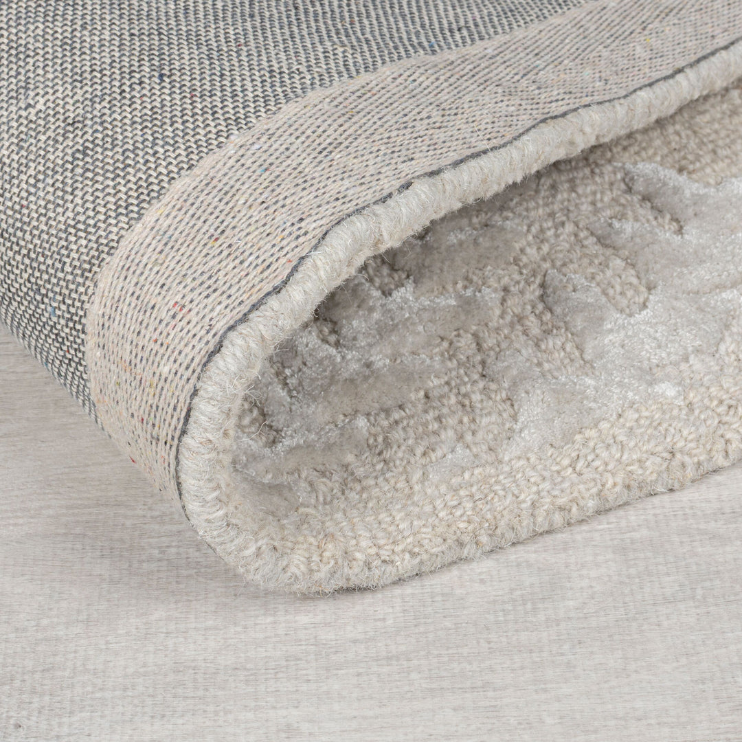 Teppich Wolle-Viskose Hoch-Tief Struktur Seidiger Glanz Blätter - Wohnzimmer_Rechteckig_