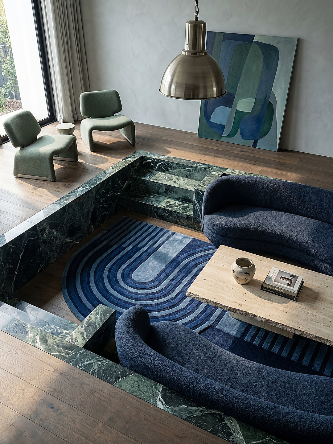 Teppich Blau Musteransicht von oben Designkollektion_
