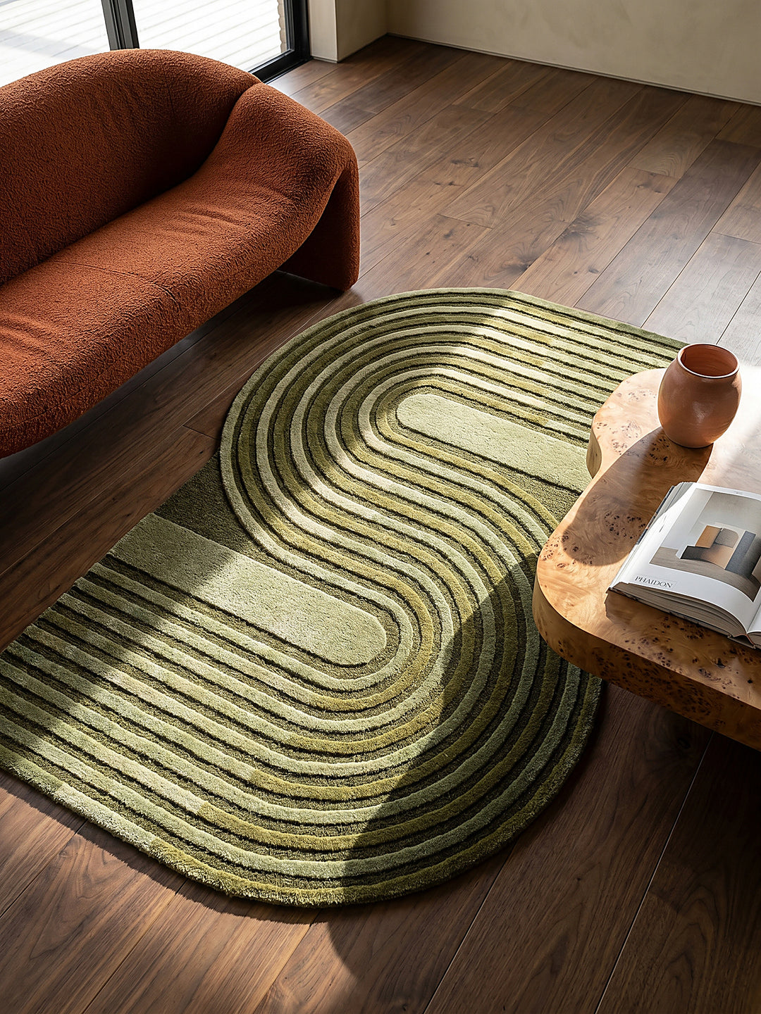 Teppich Olivegrün Musteransicht von oben Designkollektion_