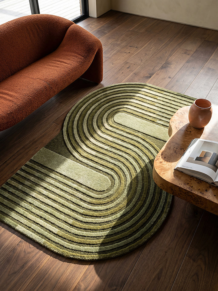 Teppich Olivegrün Musteransicht von oben Designkollektion_