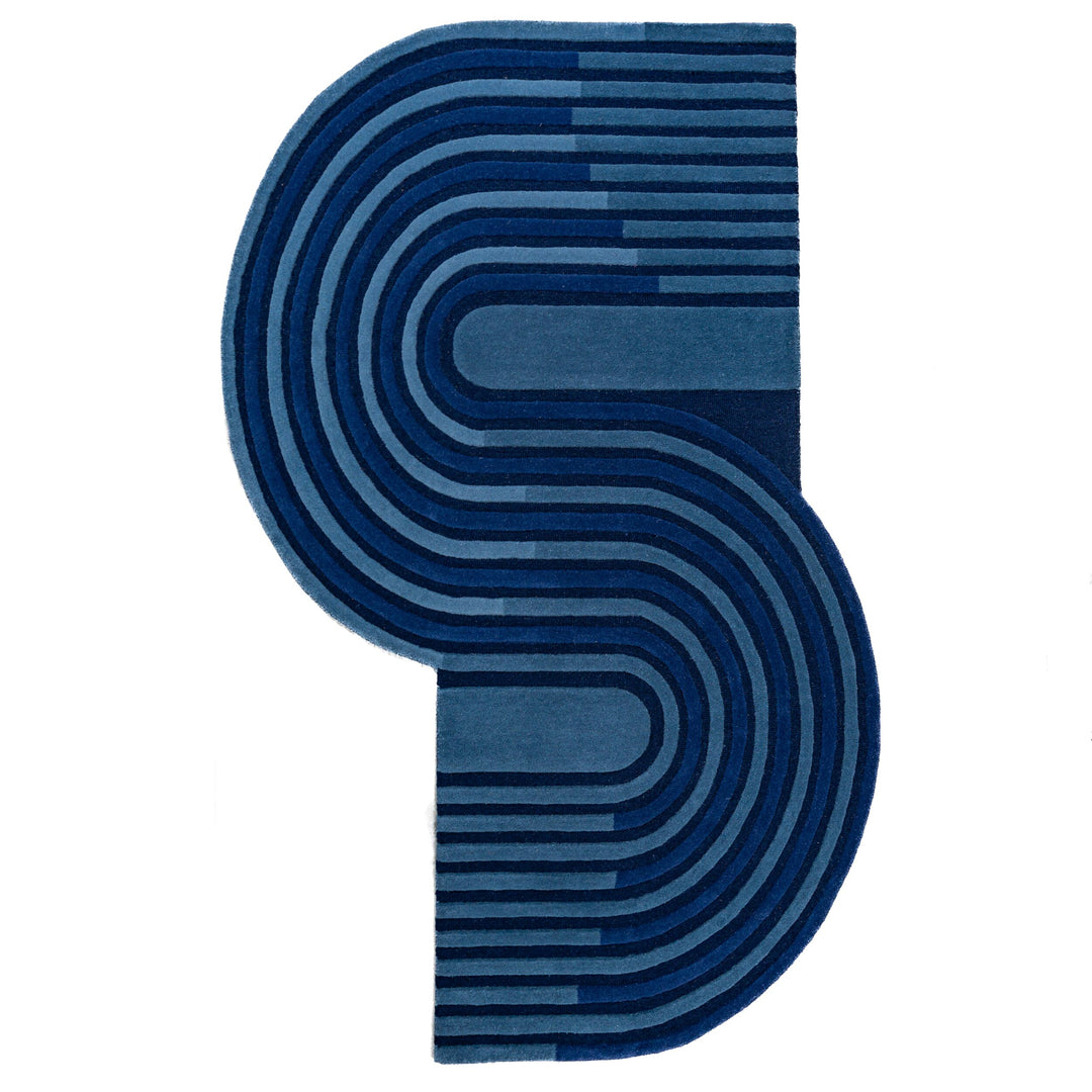 Teppich handgetuftet aus Wolle mit geometrischem S-förmigem Design und Hoch-Niedrig Flor_Shaped_