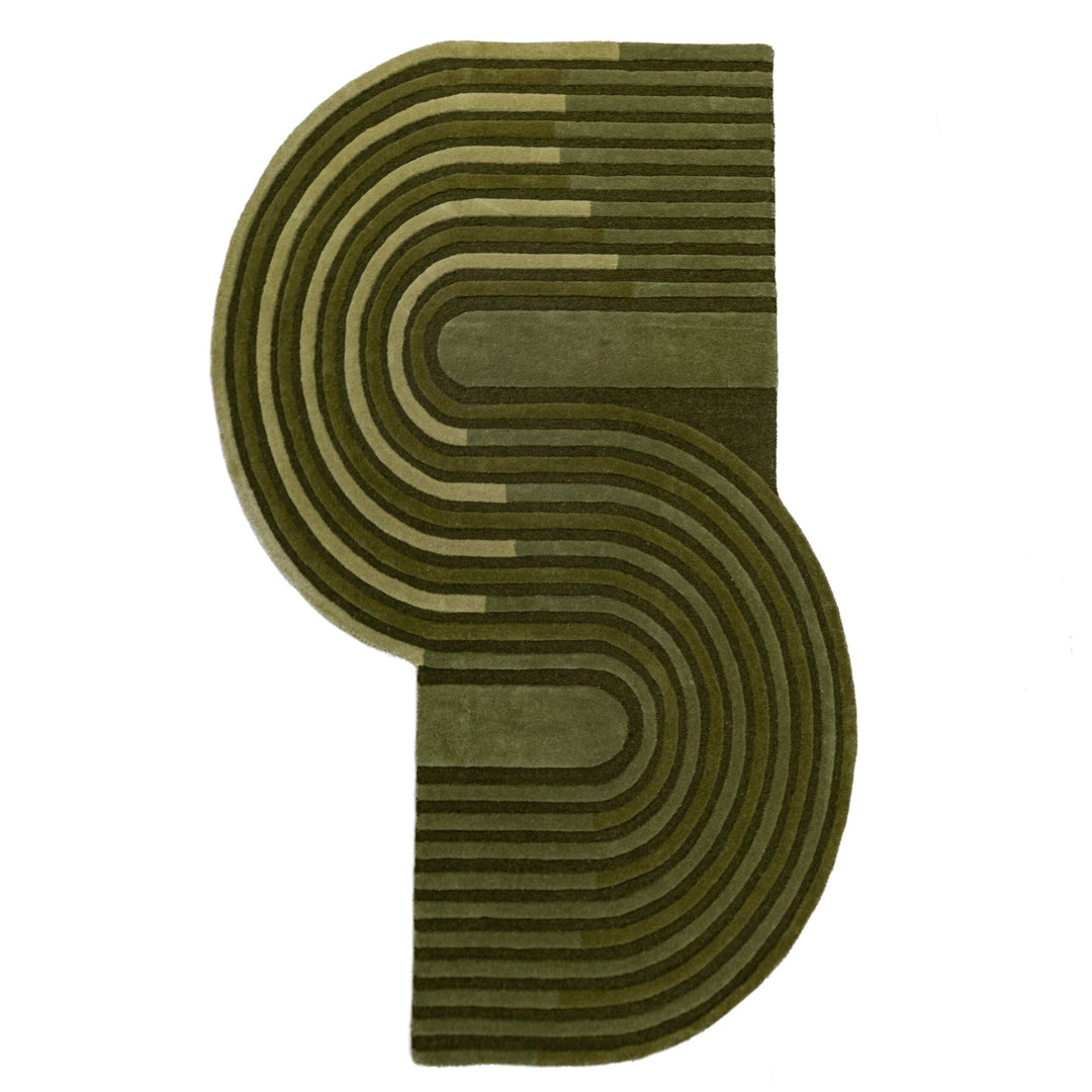 Teppich handgetuftet aus Wolle mit geometrischem S-förmigem Design und Hoch-Niedrig Flor_Shaped_