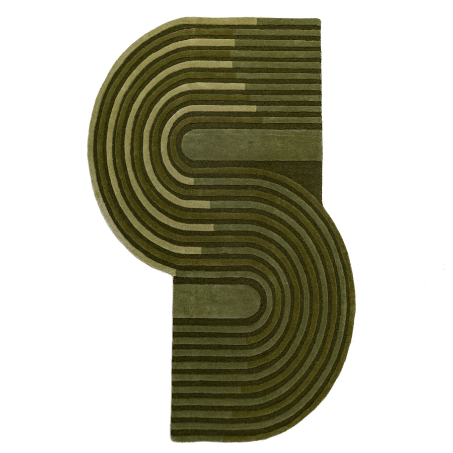 Teppich handgetuftet aus Wolle mit geometrischem S-förmigem Design und Hoch-Niedrig Flor_Shaped_