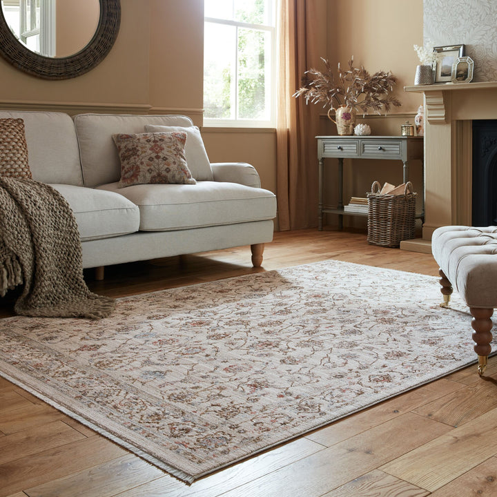 Teppich Kurzflor Persisch Floral - Orientalisch - Wohnzimmer_Beige-Multicolor_Rechteckig_