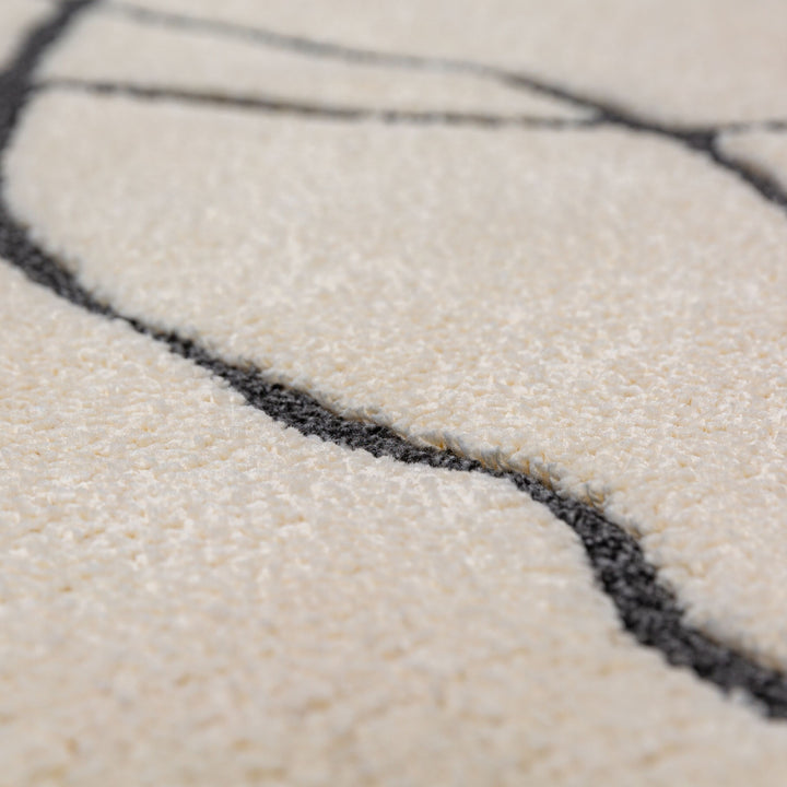 Teppich Hochflor Abstrakt - Schlafzimmer_Creme-Schwarz_Rechteckig_