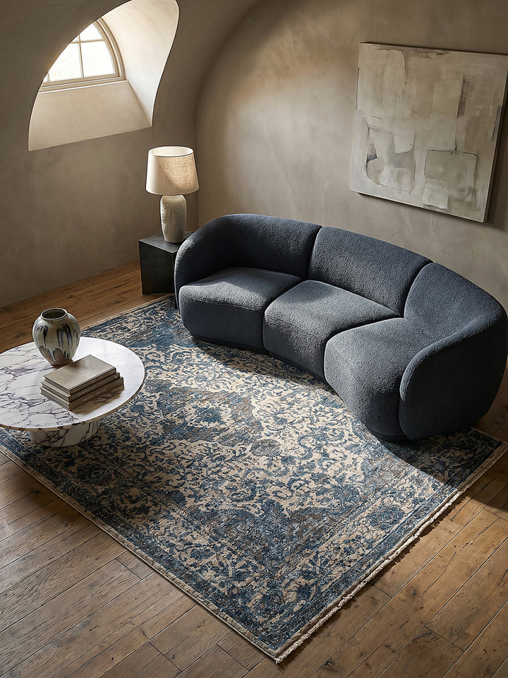 Teppich Blau rechteckig Musteransicht von oben Designkollektion_