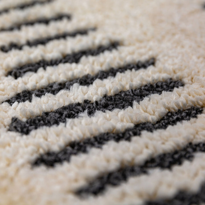 Teppich Hochflor Skandinavisch minimalistisch - Schlafzimmer_Creme-Schwarz_Rechteckig_