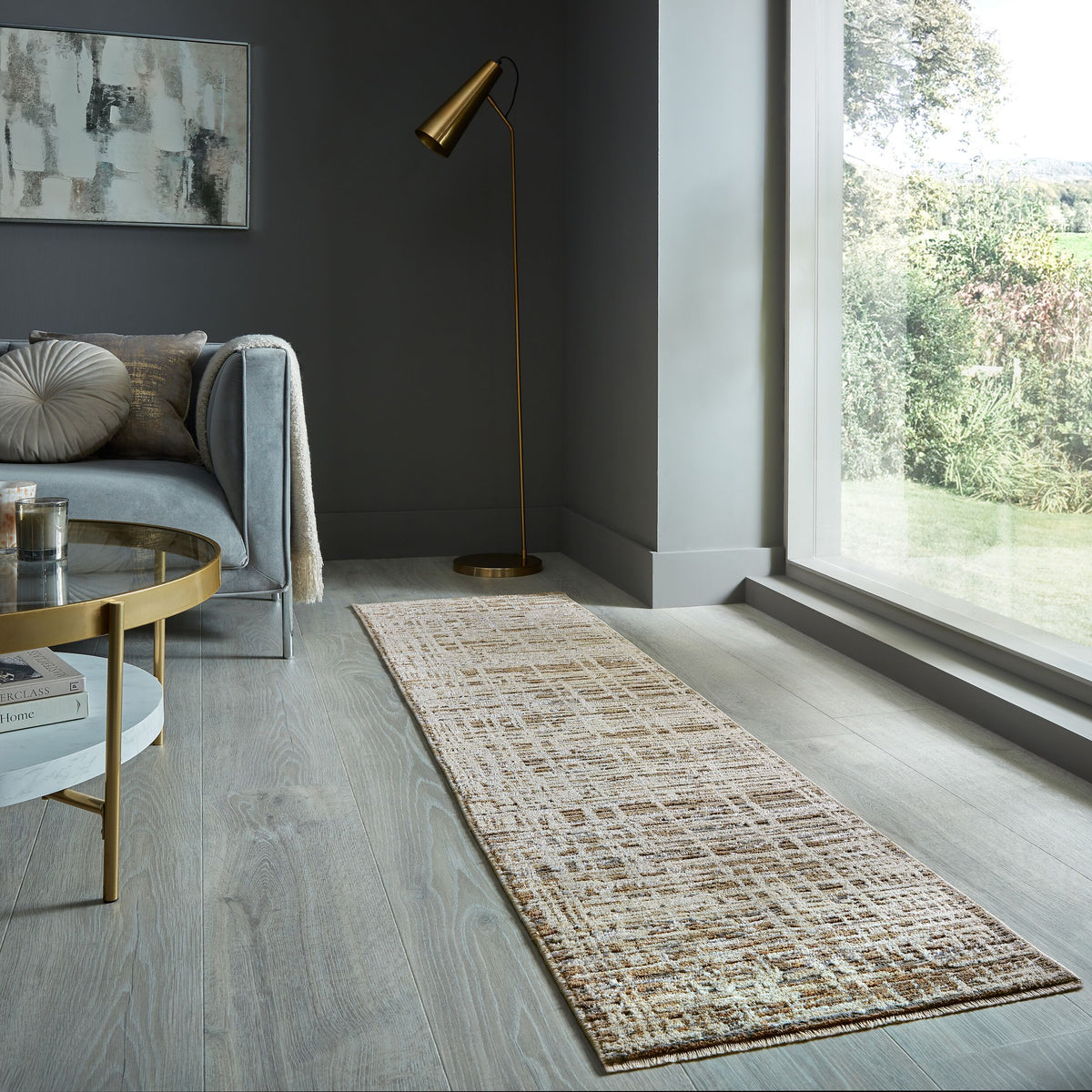Teppich Kurzflor Urban Style Geometrisch - Wohnzimmer Erdtöne Läufer