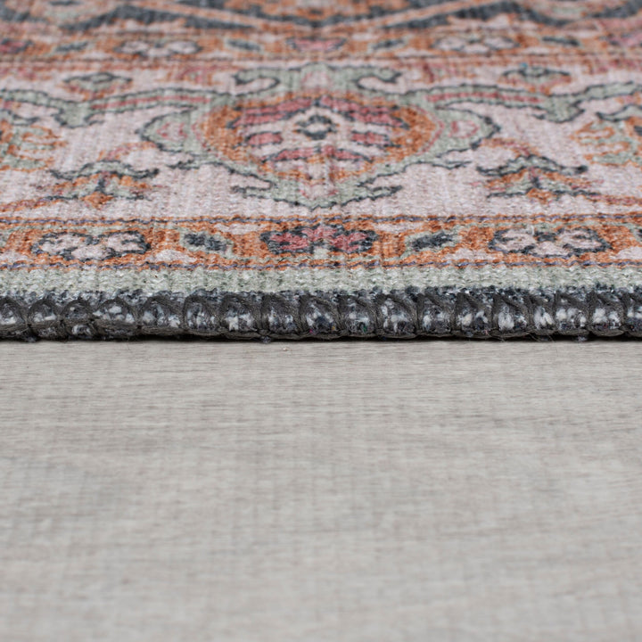 Teppich waschbar  - Traditionelles Medaillon-Muster  - Kurzflor &amp;amp; pflegeleicht_Läufer_