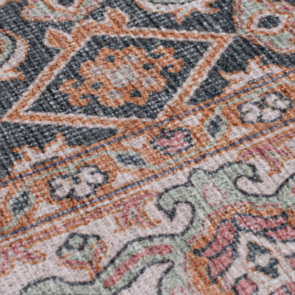 Waschbarer Teppich Medallion Muster - Orientalisch - Wohnzimmer Rosa Läufer