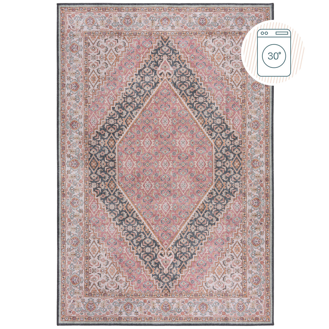 Teppich waschbar  - Traditionelles Medaillon-Muster  - Kurzflor &amp; pflegeleicht_Rechteckig_