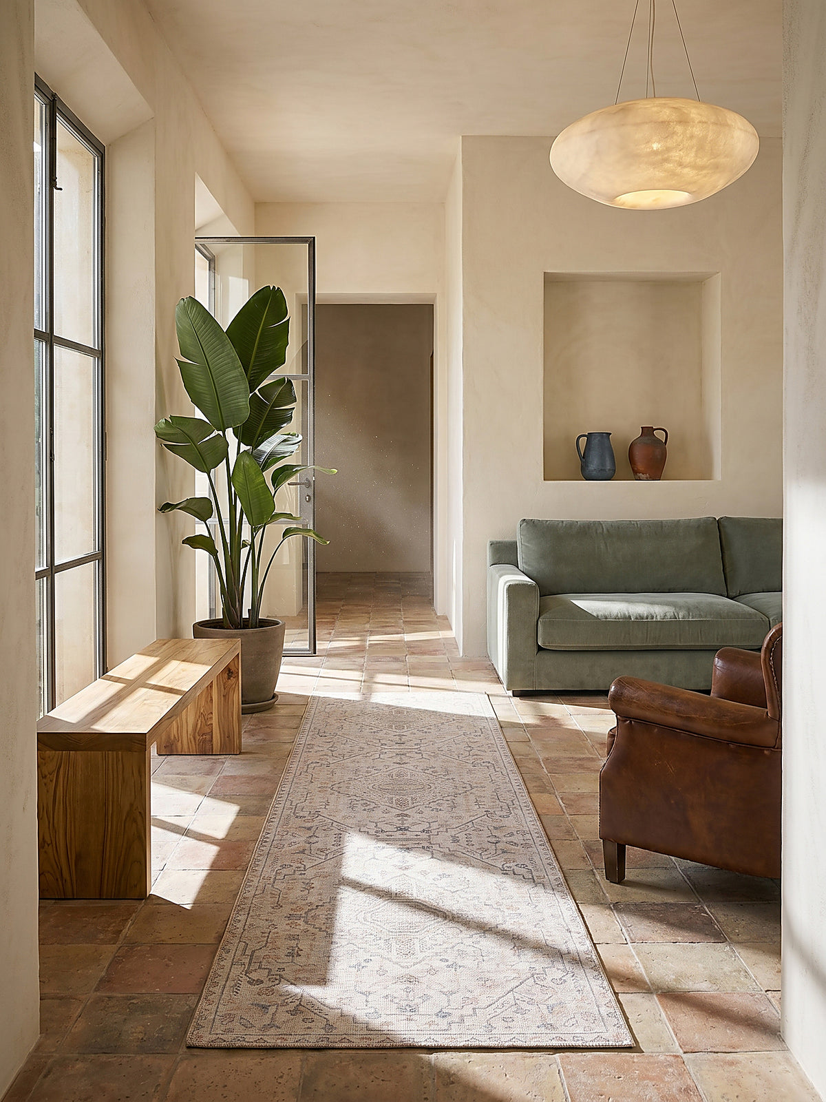Teppich Beige Läufer im modernen Wohnzimmer Einrichtungsidee_