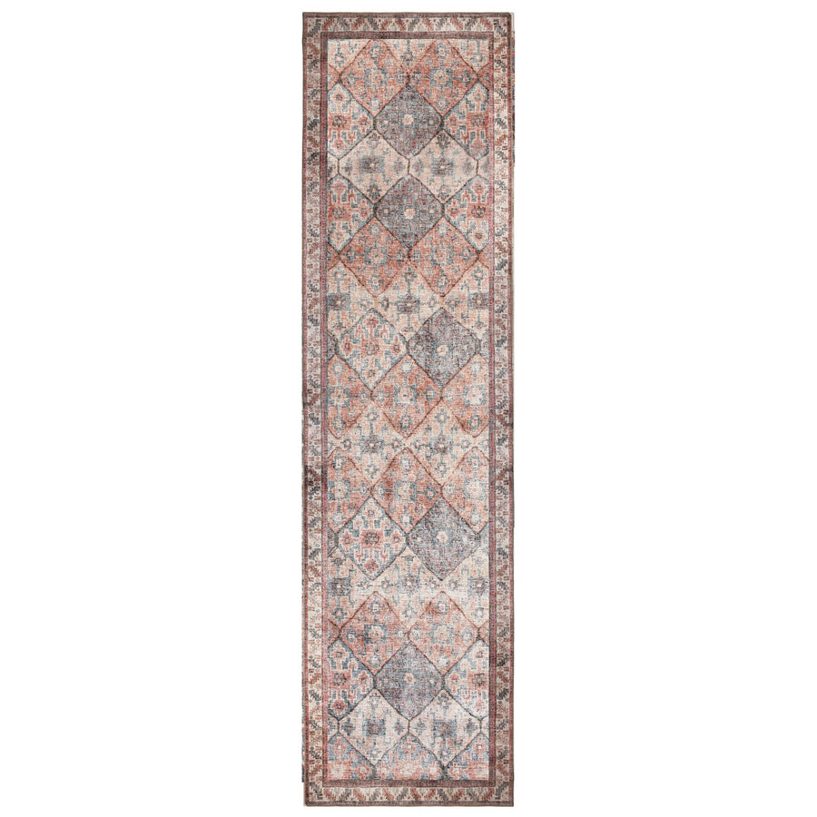 Waschbarer Teppich Vintage Rauten Muster - Orientalisch - Wohnzimmer schmutzabweisend_Läufer_