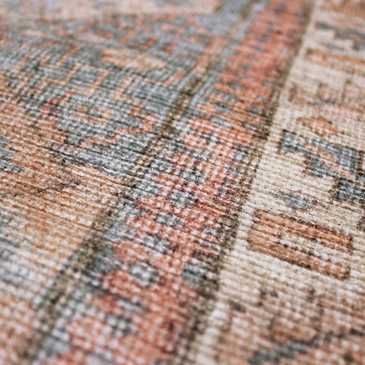 Waschbarer Teppich Vintage Rauten Muster - Orientalisch - Wohnzimmer Rot-Natur Läufer
