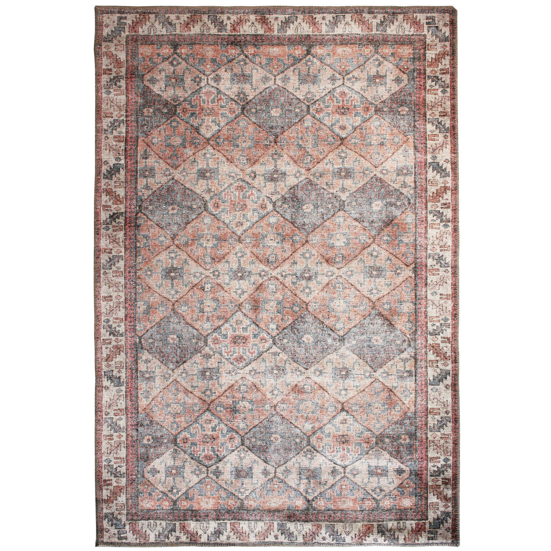 Waschbarer Teppich Vintage Rauten Muster - Orientalisch - Wohnzimmer schmutzabweisend_Rechteckig_