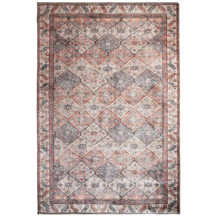 Waschbarer Teppich Vintage Rauten Muster - Orientalisch - Wohnzimmer schmutzabweisend_Rechteckig_
