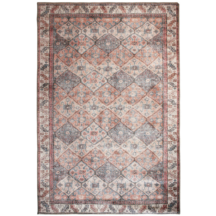 Waschbarer Teppich Vintage Rauten Muster - Orientalisch - Wohnzimmer schmutzabweisend_Rechteckig_
