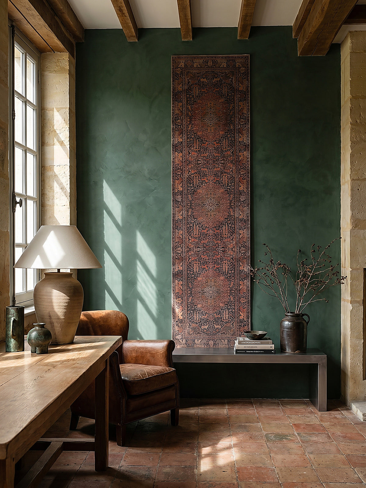 Teppich Rot Läufer als Wandteppich Wanddekoration Textilkunst Interior Design_