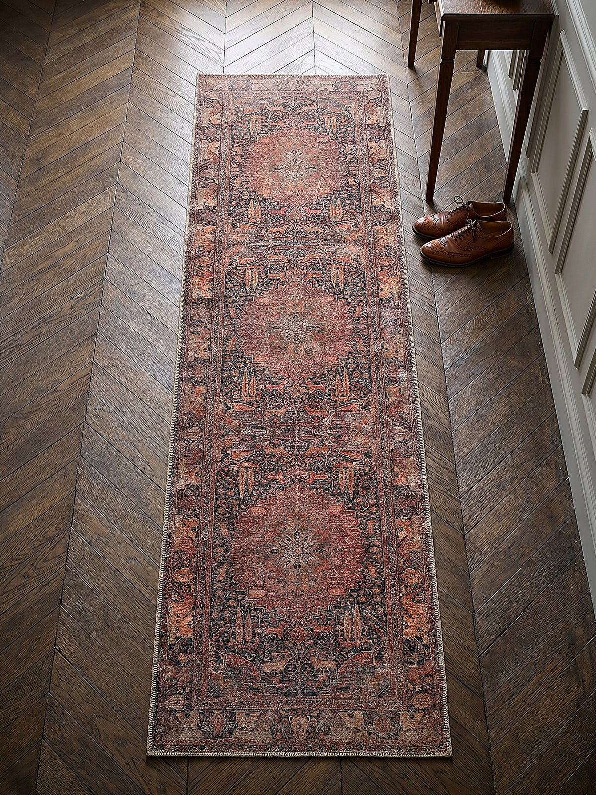Teppich Rot Läufer Musteransicht von oben Designkollektion_