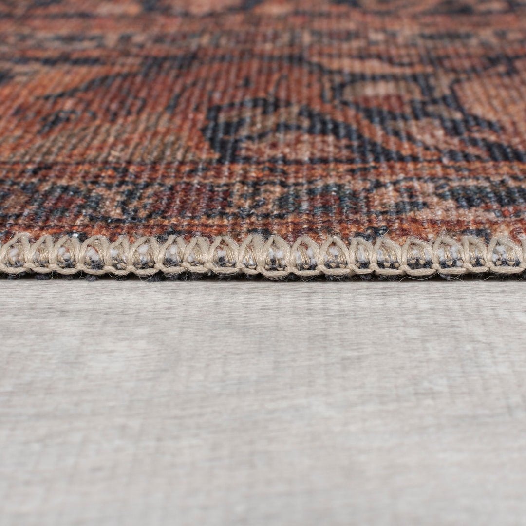 Teppich waschbar Vintage Orientalisch Rot Flachgewebe für Wohnzimmer &amp; Flur_Läufer_