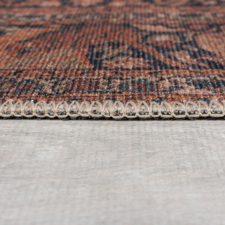 Teppich waschbar Vintage Orientalisch Rot Flachgewebe für Wohnzimmer &amp;amp; Flur_Läufer_