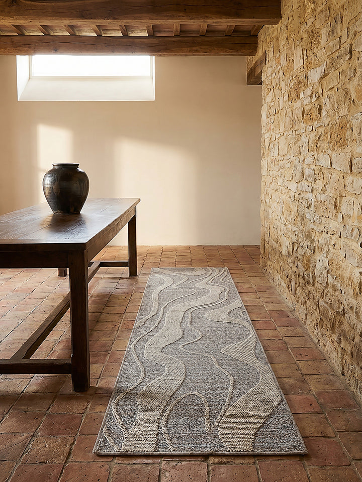 Teppich Grau Läufer Musteransicht von oben Designkollektion_