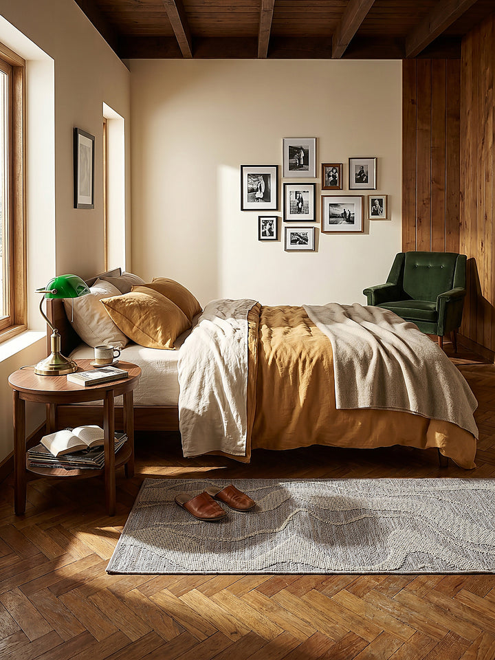 Teppich Grau Läufer im Wohnzimmer mit Couchtisch und Wohnaccessoires Wohnidee skandinavisch modern_