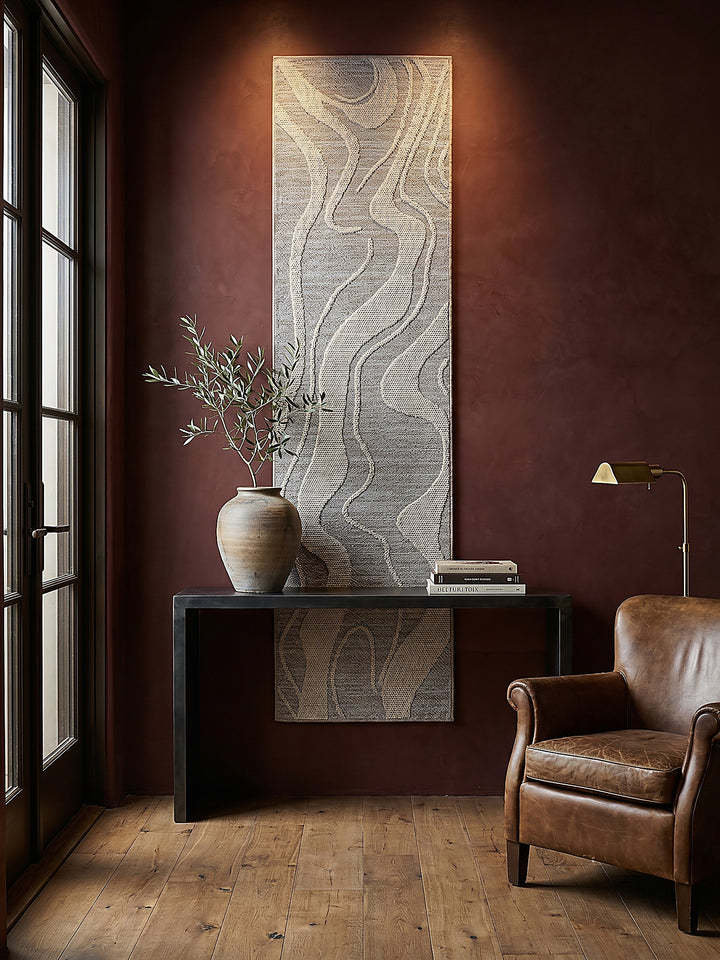 Teppich Grau Läufer als Wandteppich Wanddekoration Textilkunst Interior Design_