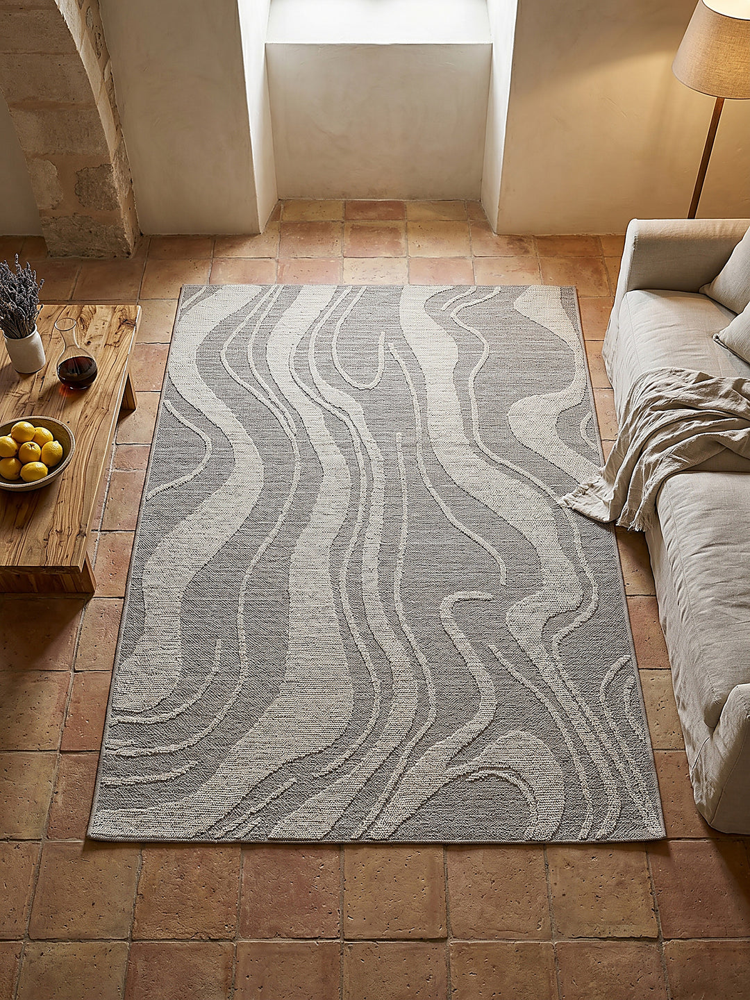 Teppich Grau rechteckig Musteransicht von oben Designkollektion_