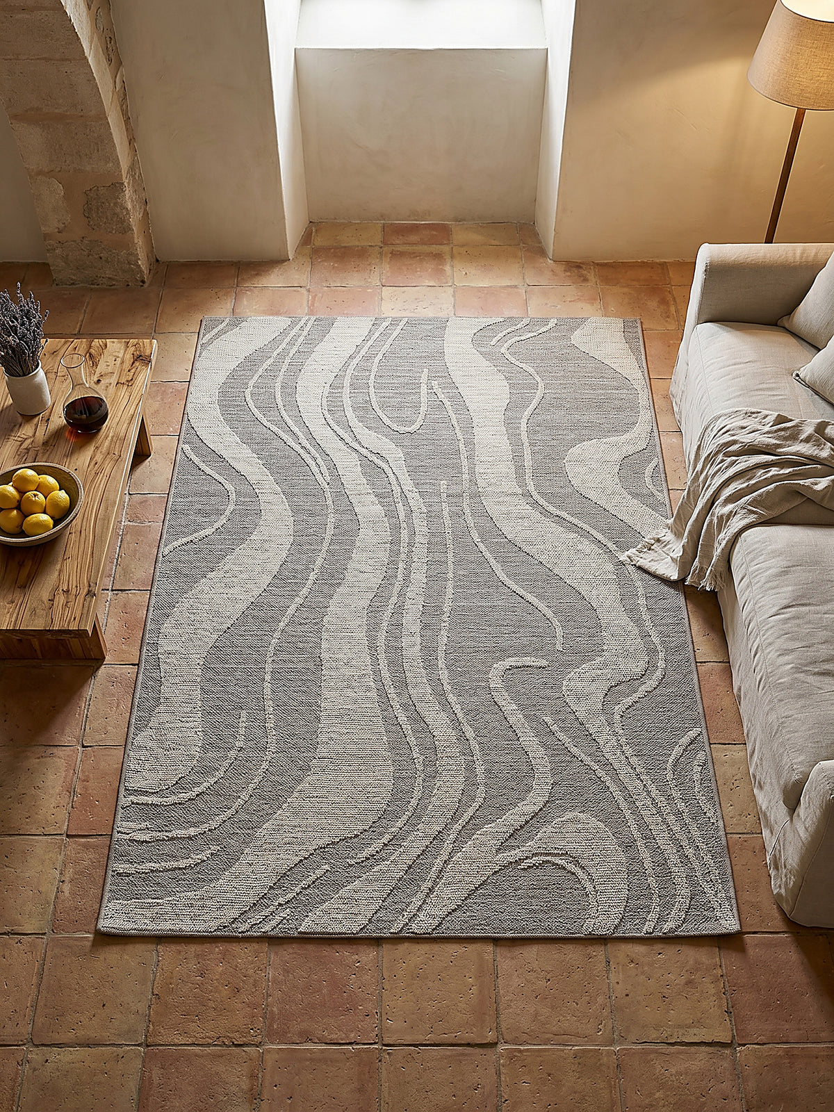 Teppich Grau rechteckig Musteransicht von oben Designkollektion_