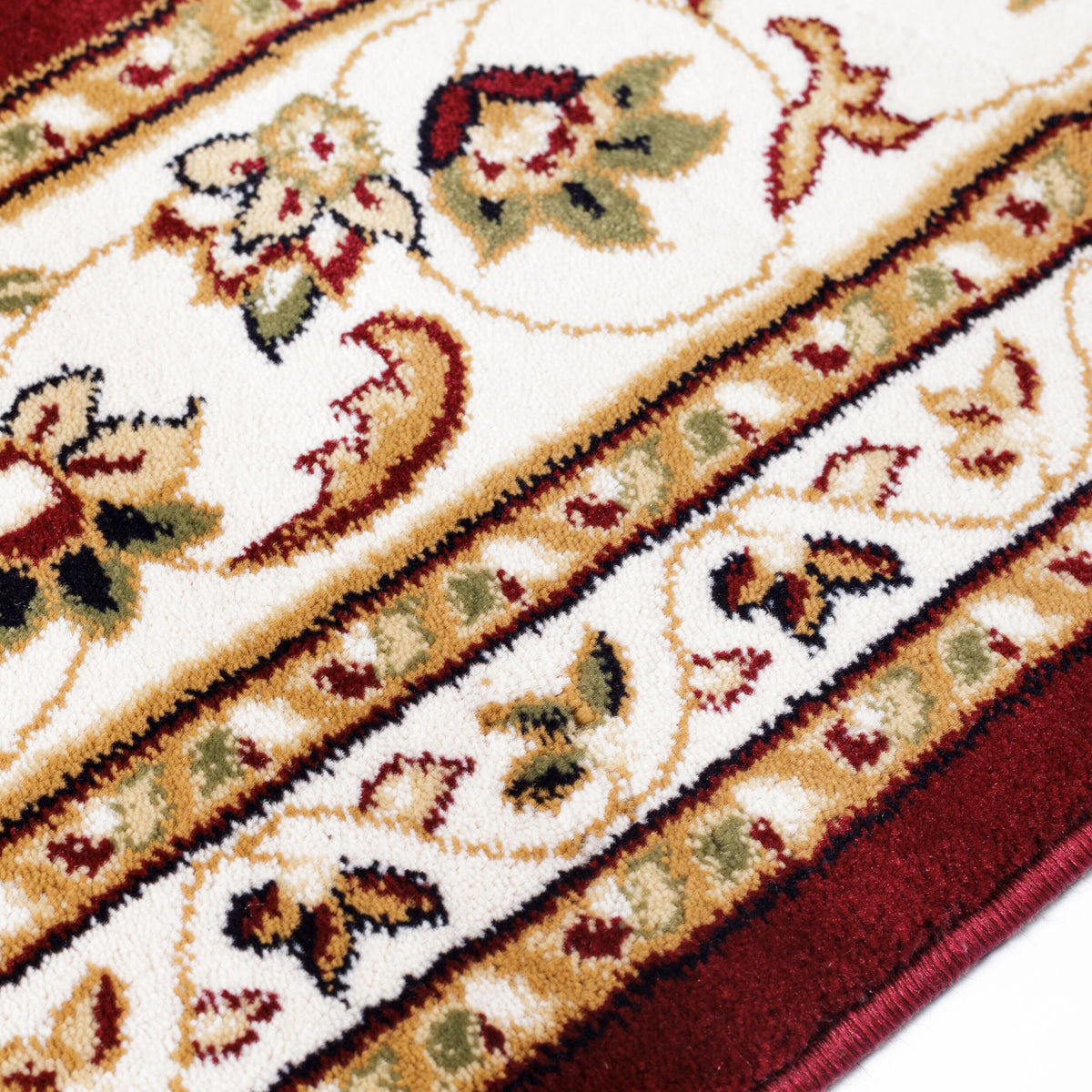 Orientteppich Bordüre floral klassischer Wohnzimmer-Teppich_Rot_Rechteckig_