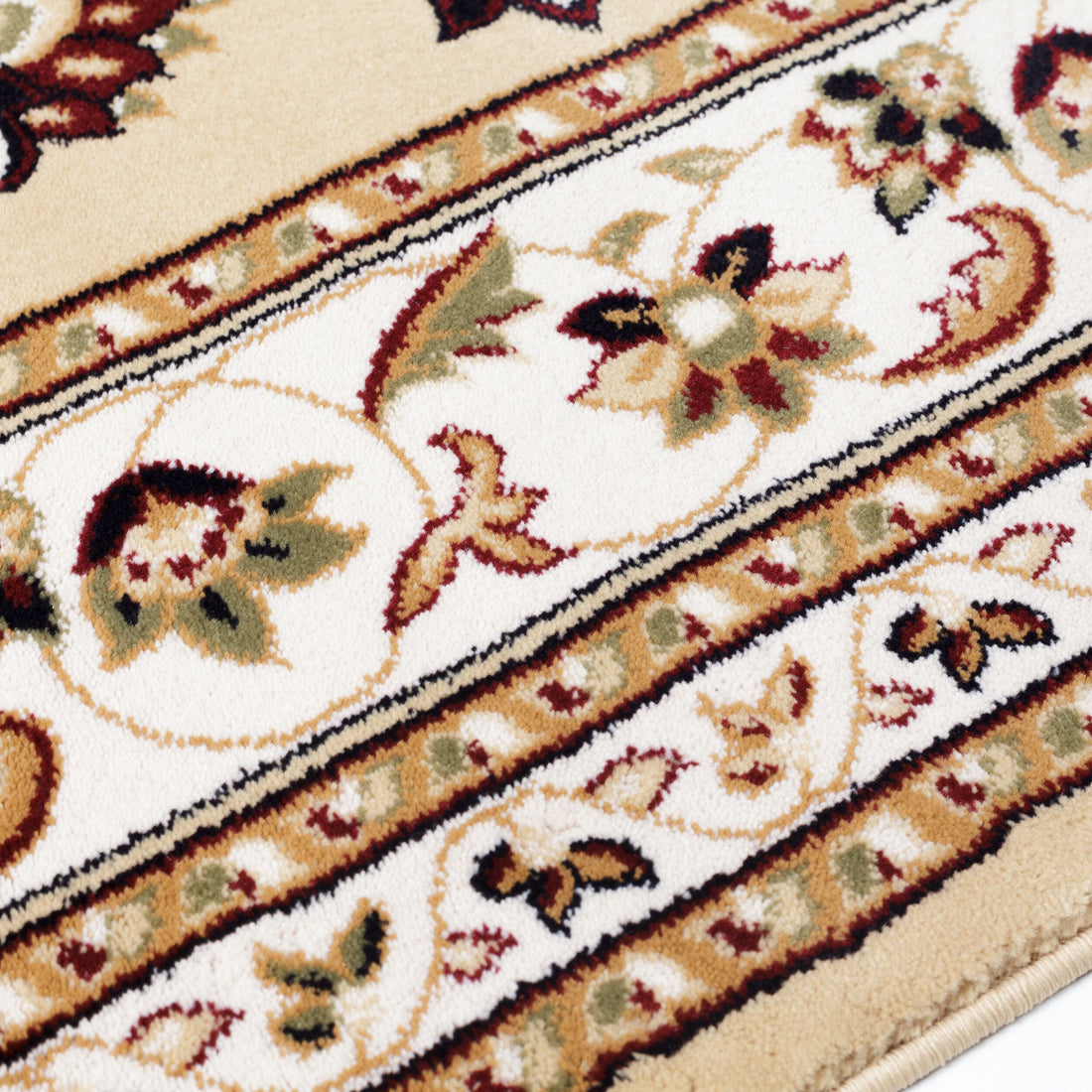 Orientteppich Bordüre floral klassischer Wohnzimmer-Teppich_Braun_Rechteckig_