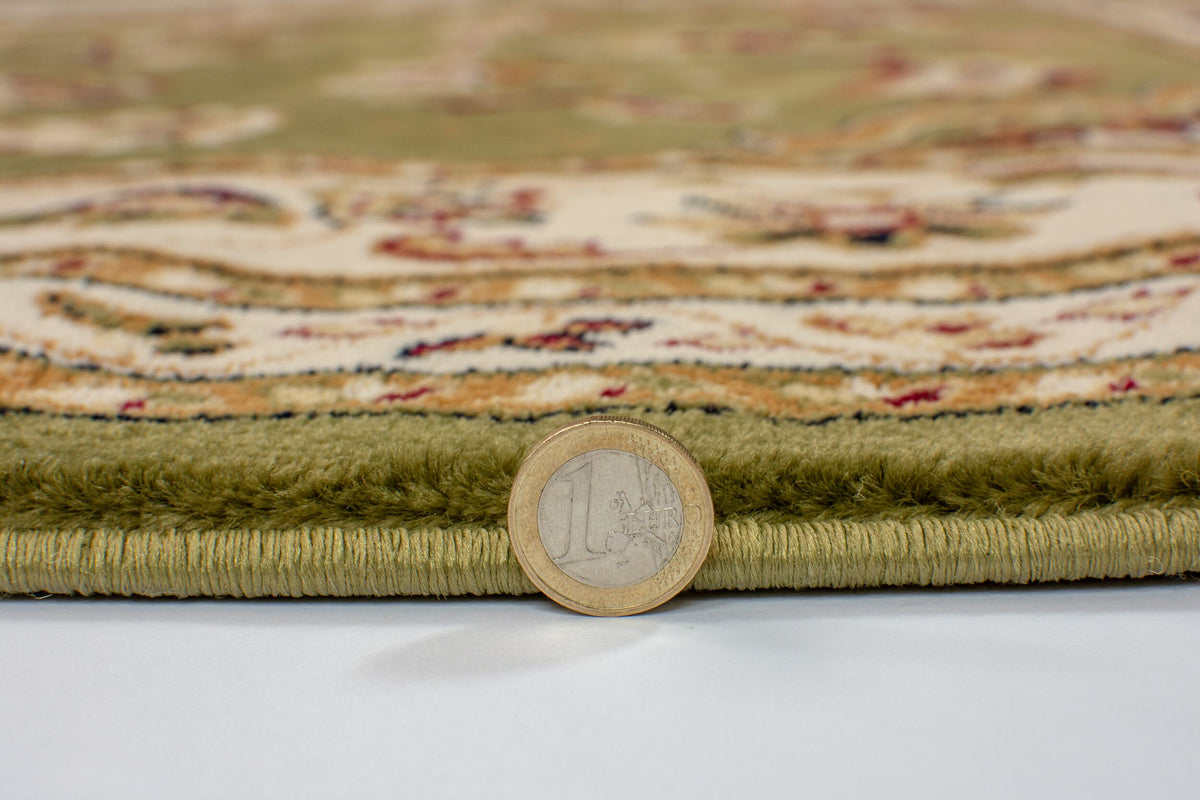 Orientteppich Bordüre floral klassischer Wohnzimmer-Teppich_Grün_Rechteckig_
