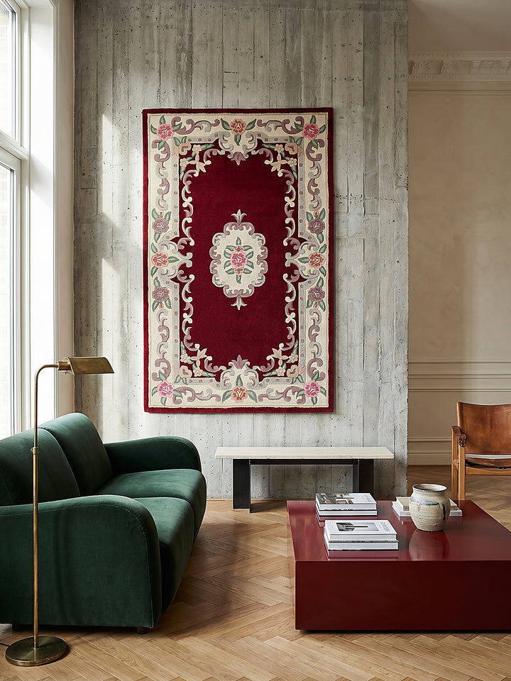 Teppich Rot-Beige als Wandteppich_