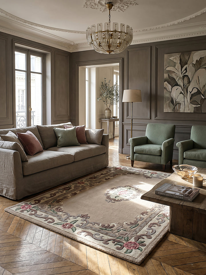 Teppich Braun-Beige rechteckig im modernen Wohnzimmer_