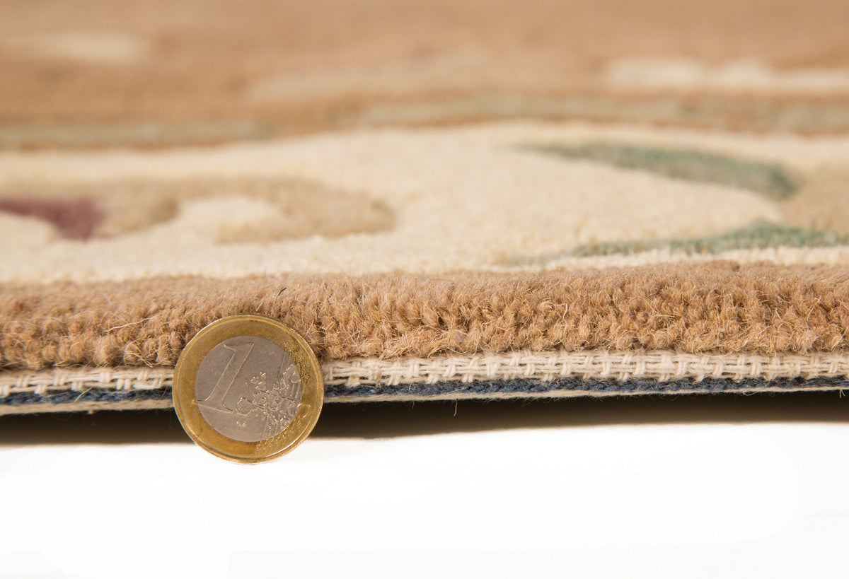 Wollteppich Aubusson-Muster handgeknüpft BEAULY - Braun-Beige 75x150 cm_Rechteckig_