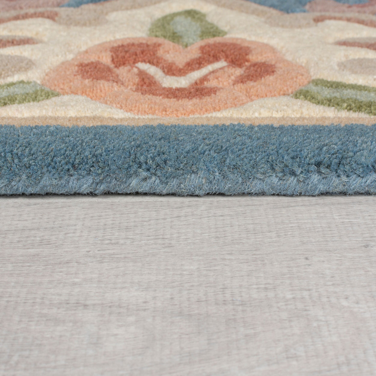 Wollteppich Aubusson-Muster handgeknüpft BEAULY - Blau-Beige 75x150 cm_Rechteckig_