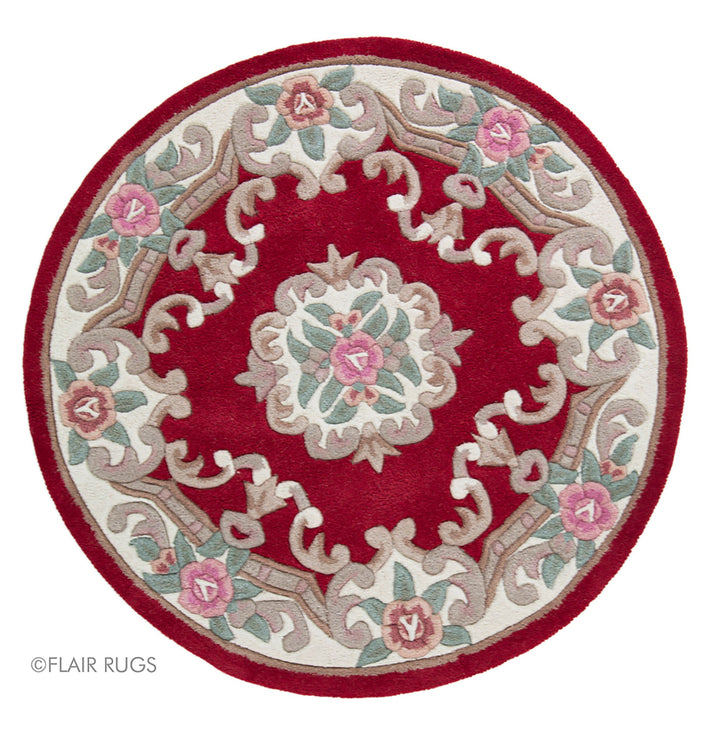 Traditioneller Wollteppich BEAULY mit Handgeschnitzten Details von Kadima Design_Rot-Beige_#sku_BARK503119324966#