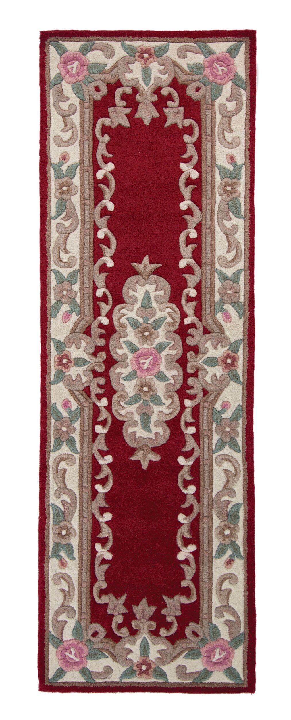 Traditioneller Wollteppich BEAULY mit Handgeschnitzten Details von Kadima Design_Rot-Beige_