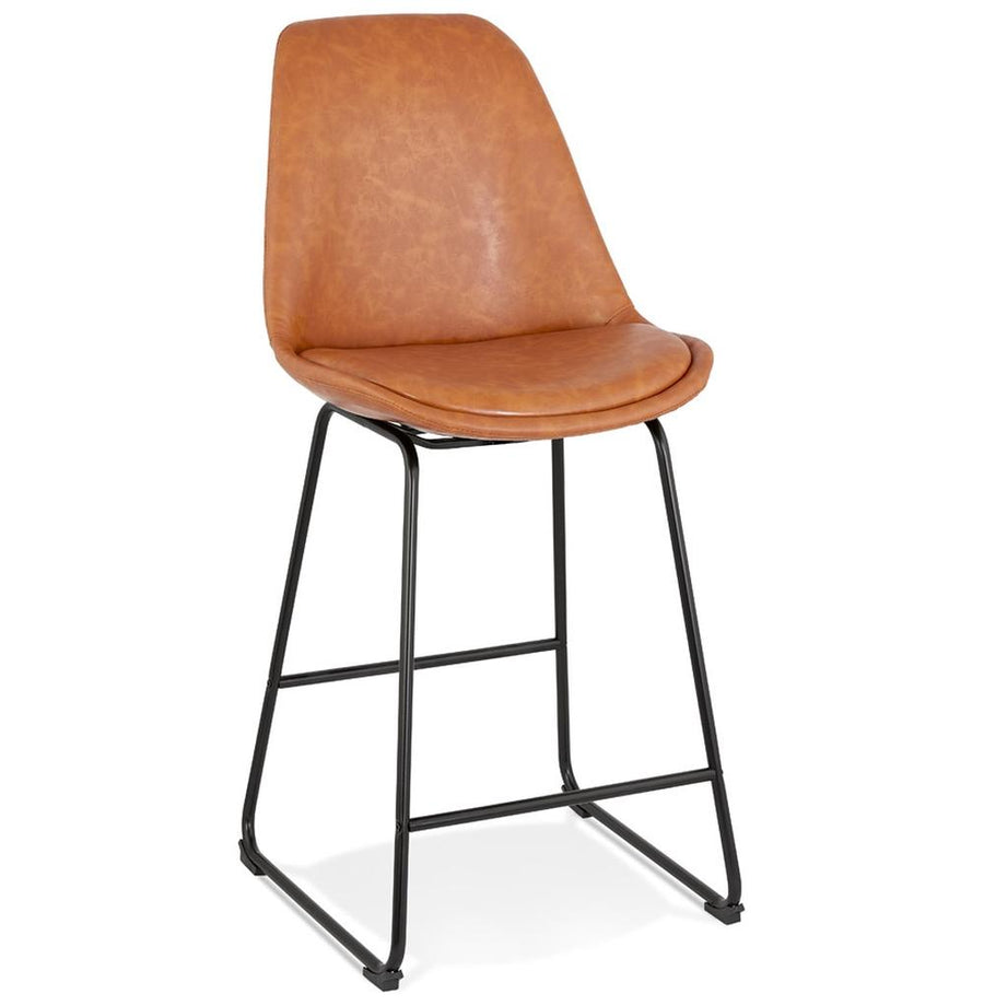 Barhocker Braun - 67 cm Sitzhöhe - ergonomische Rückenlehne - Kunstlederbezug - ideal für Kücheninseln - MINAX Kollektion_