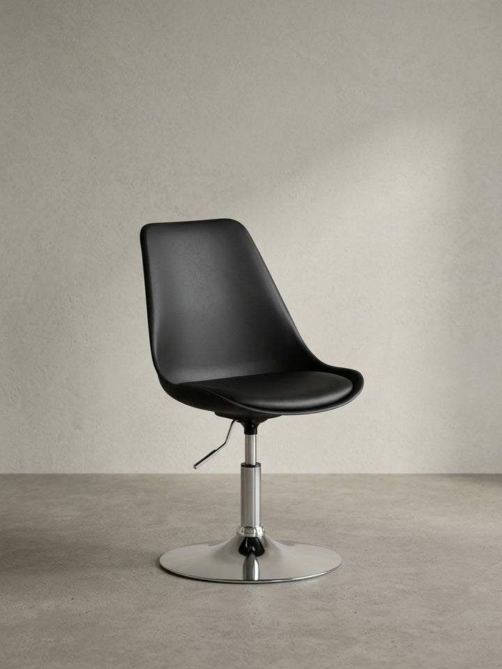 Bürostuhl Kunstleder schwarz 46x46x88 cm mit Höhenverstellung für Home Office Design Möbel modern hochwertig stilvoll robust langlebig Wohnen Einrichtung Interior Zuhause Wohnzimmer elegant_