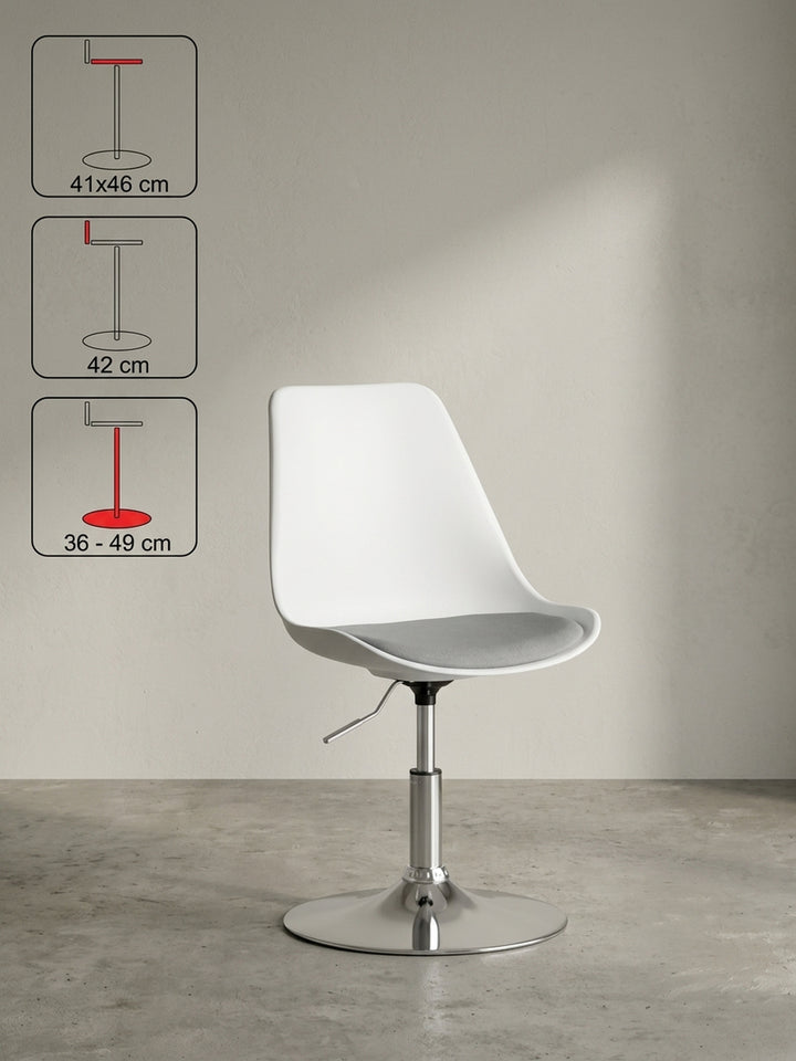 Bürostuhl 46x46x88 cm Stoff weiß mit Höhenverstellung Möbel Design Wohnzimmer Esszimmer Schlafzimmer modern hochwertig elegant Home Office Wohnen Einrichtung Interior Zuhause stilvoll_