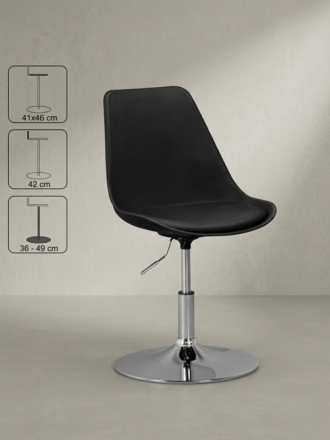 Bürostuhl 46x46x88 cm Kunstleder schwarz mit Höhenverstellung Möbel Design Wohnzimmer Esszimmer Schlafzimmer modern hochwertig elegant Home Office Wohnen Einrichtung Interior Zuhause_