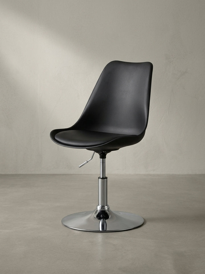 Bürostuhl Kunstleder schwarz Design modern mit Höhenverstellung 46x46x88 cm Möbel Einrichtung Home Office stilvoll zeitgenössisch elegant Wohnen Interior Zuhause Wohnzimmer hochwertig_