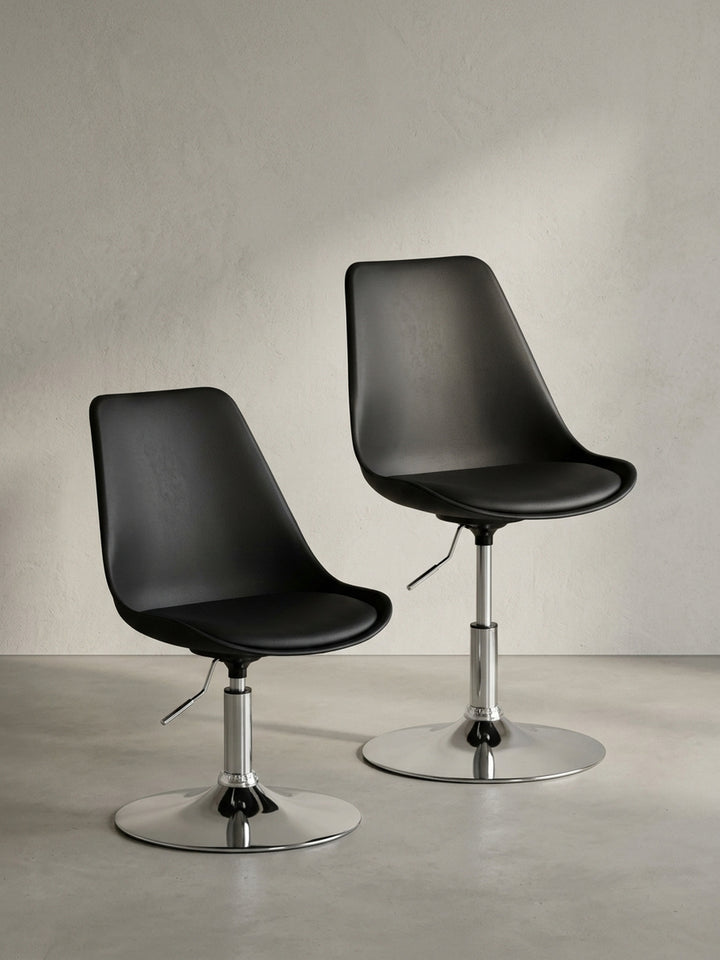 Bürostuhl Kunstleder schwarz 46x46x88 cm mit Höhenverstellung für Home Office Design Möbel modern hochwertig stilvoll robust langlebig Wohnen Einrichtung Interior Zuhause Wohnzimmer elegant_