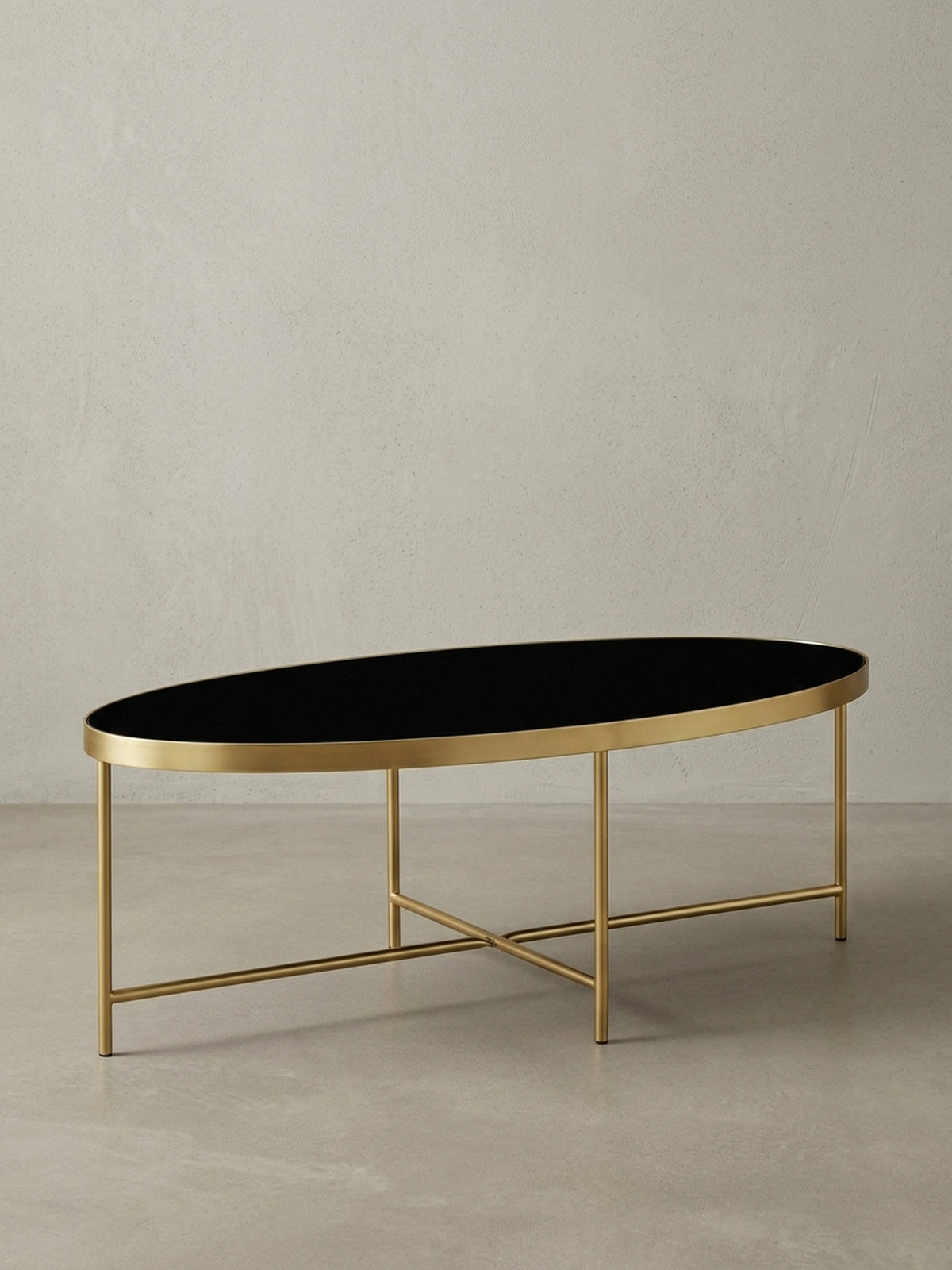 Couchtisch Oval Schwarz Gold – Eleganter Glastisch Wohnzimmer – Kadima Design