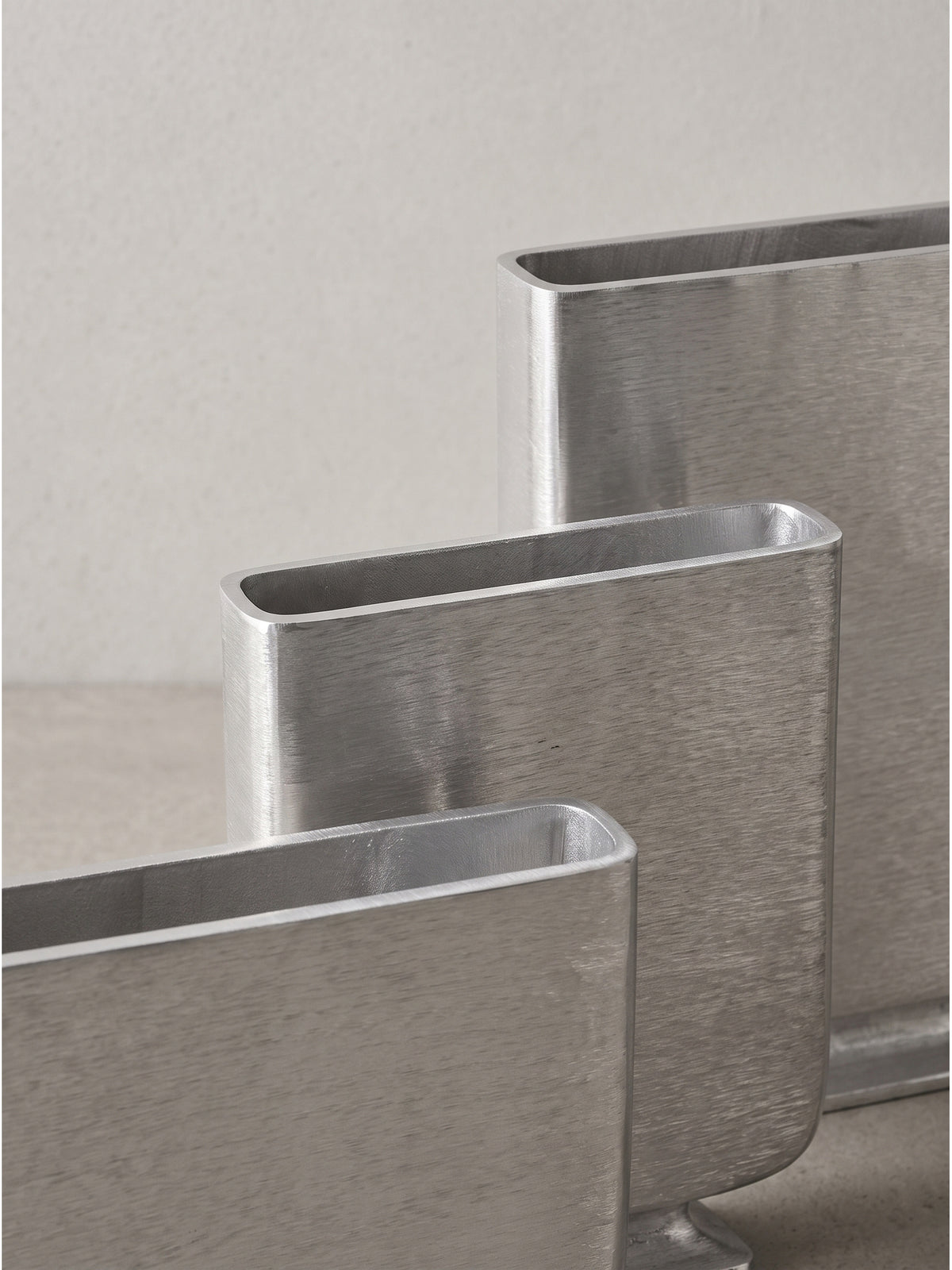 Deko Vase 3er Set Aluminium silber im Überblick alle drei Größen nebeneinander