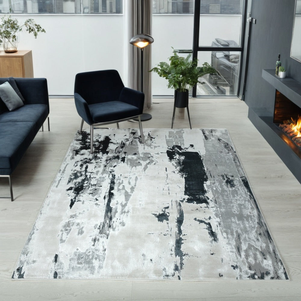 Moderner Flachflor-Teppich - 1300g/m² Flordichte - gewebtes Polyester-Polypropylen - hochglänzende Optik - einfach zu reinigen - Kadima Design_