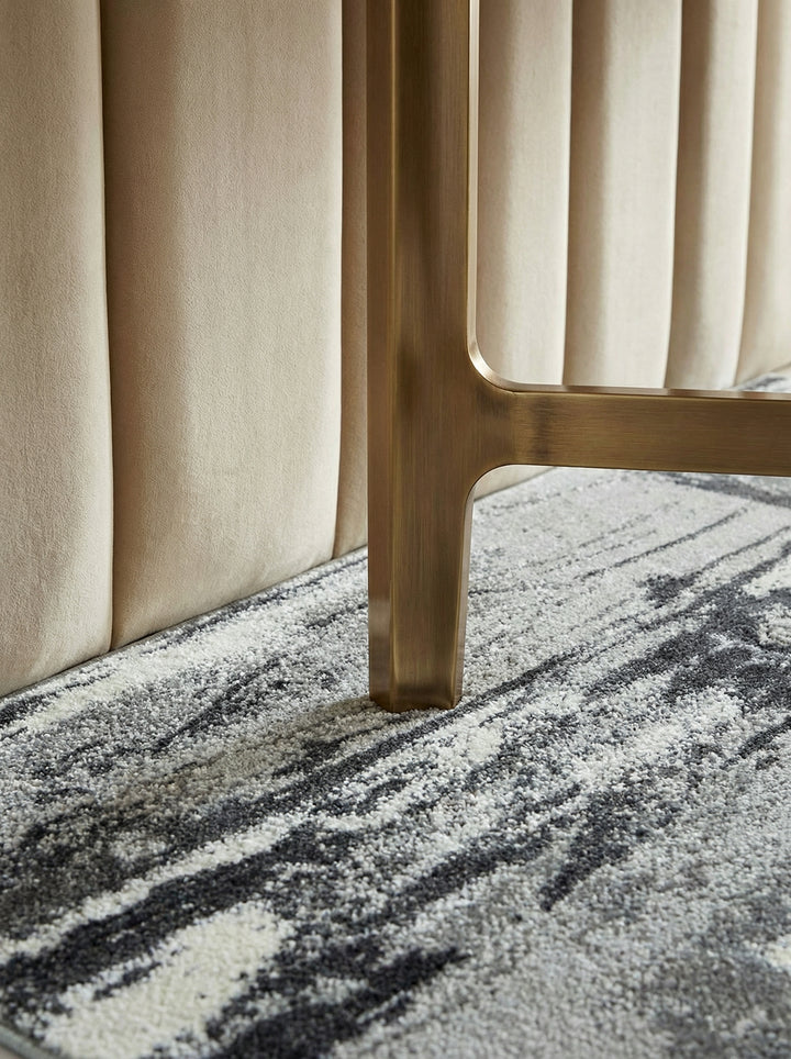 Velours-Teppich mit Metallic-Akzenten_Abstraktes Stadtmuster in Grautönen_Pflegeleicht &amp;amp; Wohnkomfort-Erhöhend - PARMA-Felino_